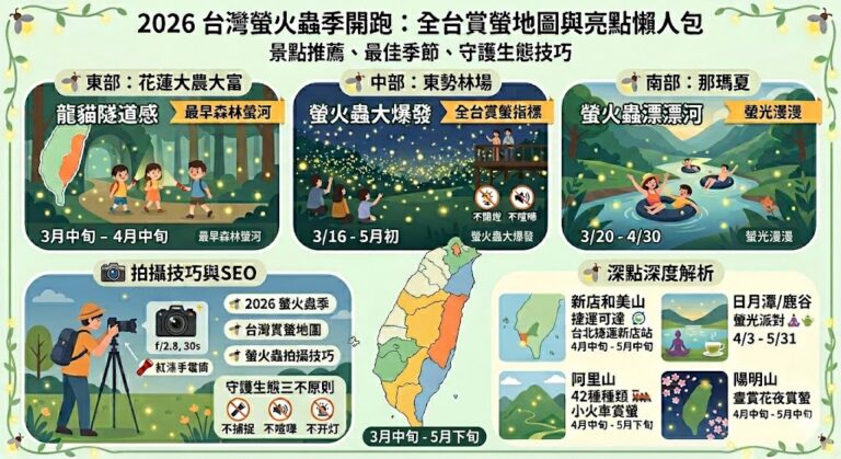 2026 台灣螢火蟲季開跑：全台賞螢地圖與亮點懶人包